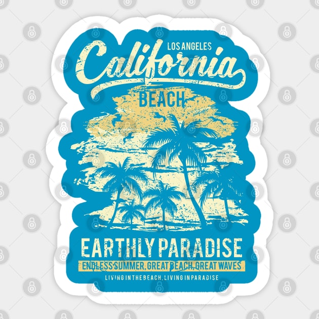 Los Angeles California Beach Earthly Paradise Endless Summer Great Waves Sticker by JakeRhodes